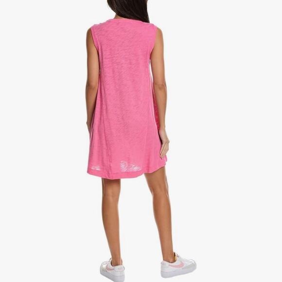 ATM Slub Jersey Cotton Tank Dress Mini Lotus Pink Barbie Beach size Medium - Picture 2 of 8